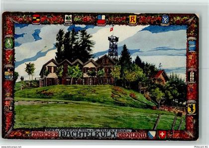 8340 Hinwil - Gasthaus Bachtelkulm sign. Otto Lasius Wappen - 13109722