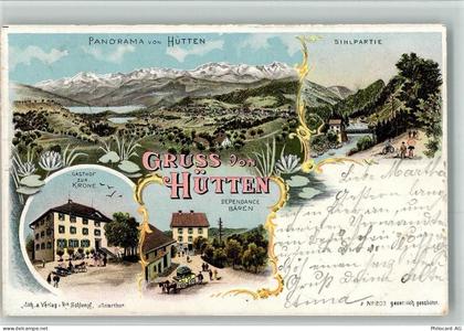 8825 Hütten 1899 BOAKC Hoten Krone u. Bären Sihlpartie Lithographie - 13700297