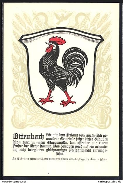 AK Ottenbach, Wappen mit Hahn