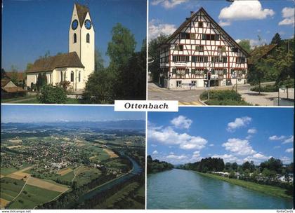 Ottenbach Kirche Gasthaus Fliegeraufnahme Partie an der Reuss