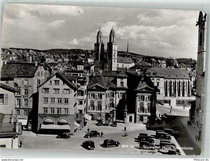 8000 Zürich 1954 Foto AK Münsterhof Meise Grossmünster Kirche Auto - 38061848
