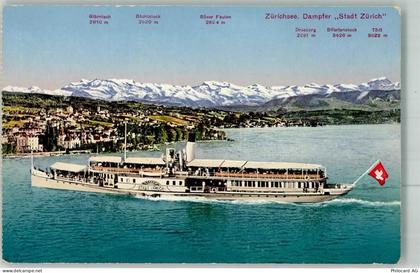 8000 Zürich Foto AK Dampfschiff Stadt Zürich Zürichsee - 38023606