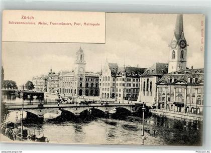 8000 Zürich Foto AK Schwanenkolonie Meise Fraumünster Postamt Metropole... - 38023919