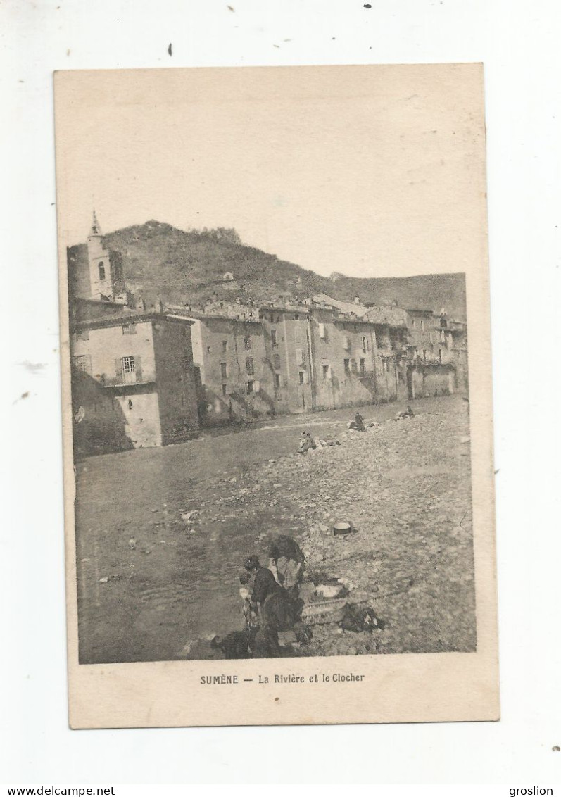 SUMENE (GARD) LA RIVIERE ET LE CLOCHER (LAVANDIERES)  1919