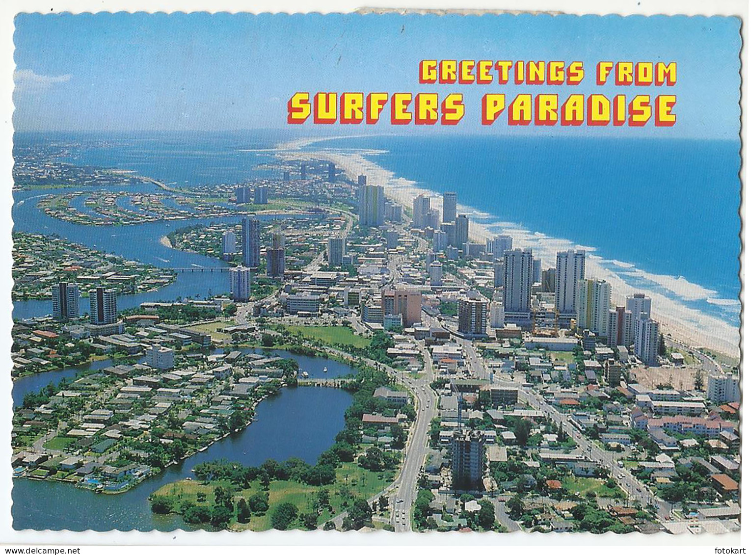 Surfers Paradise QLD Australia, Vintage PC, Aerial View