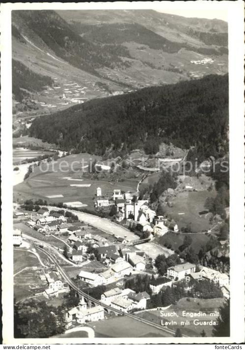 Susch Panorama mit Lavin und Guarda