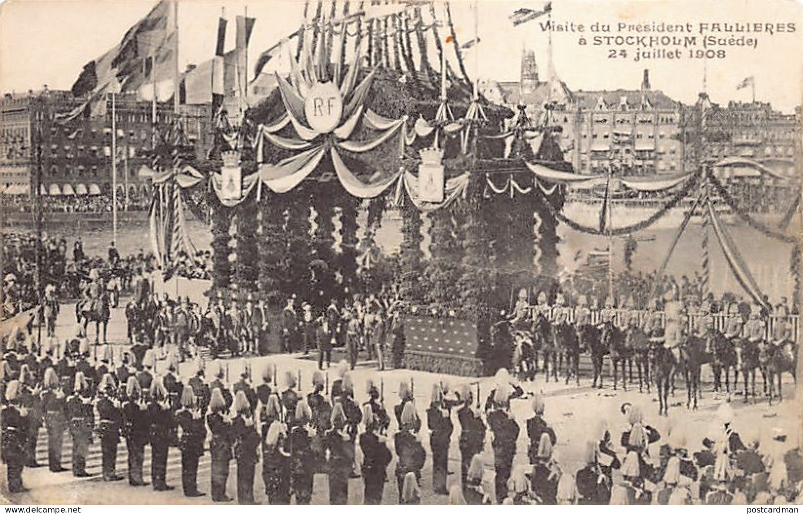 SVERIGE Sweden - STOCKHOLM - Besök av Armand Fallières, Frankrikes president, 24 juli 1908 - Kung Oscar II och president