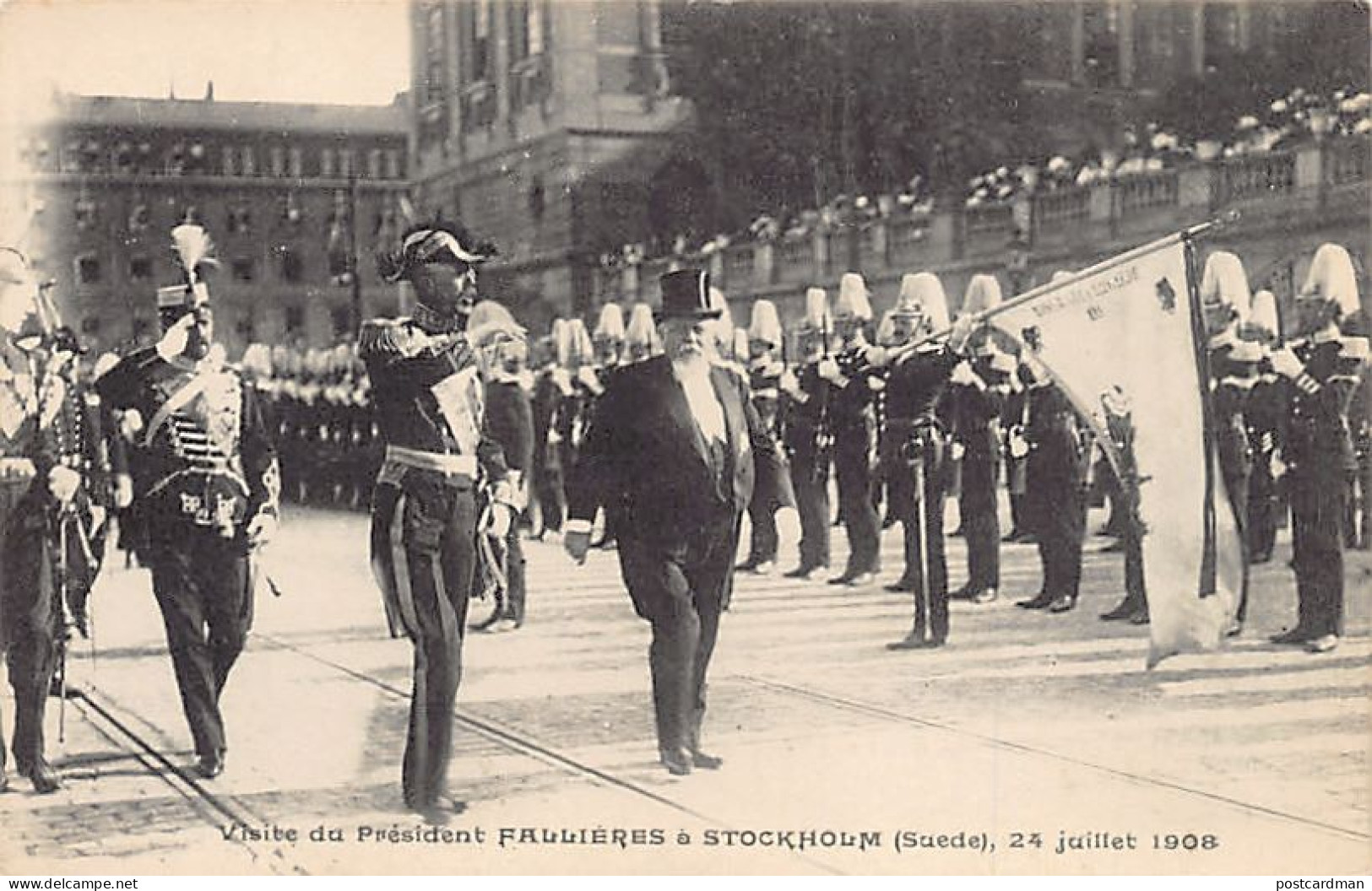 SVERIGE Sweden - STOCKHOLM - Besök av Armand Fallières, Frankrikes president, 24 juli 1908 - Kung Oscar II och president