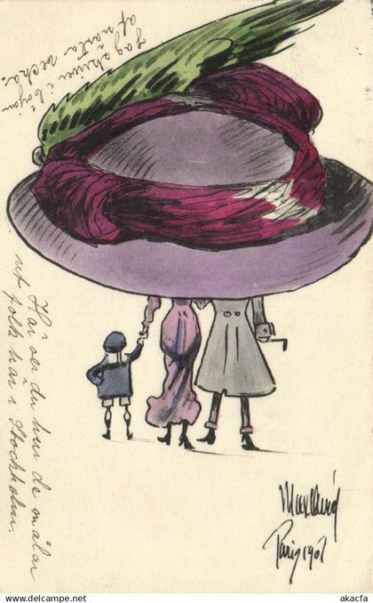 PC SWEDEN, ARTIST SIGNED, BIG HAT, Vintage Postcard (b32519)