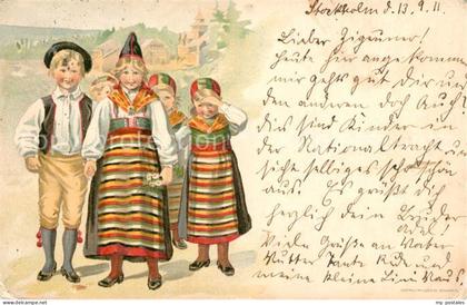 Stockholm Kinder Trachten Kuenstlerkarte