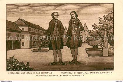 Bad Schinznach Pestalozzi und Iselin im Bad Schinznach Zeichnung
