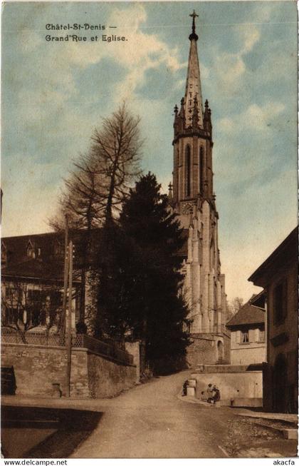 CPA AK Châtel-Saint-Denis GRAND'RUE ET EGLISE SWITZERLAND (1510280)