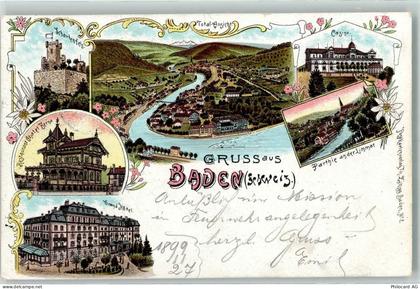 5400 Baden 1899 Lithographie Schartenfels Restaurant Chalet Berna Grand ... - 13223754