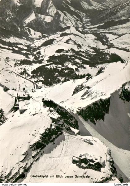 Saentis AR Saentis Gipfel mit Blick zur Schwaegalp