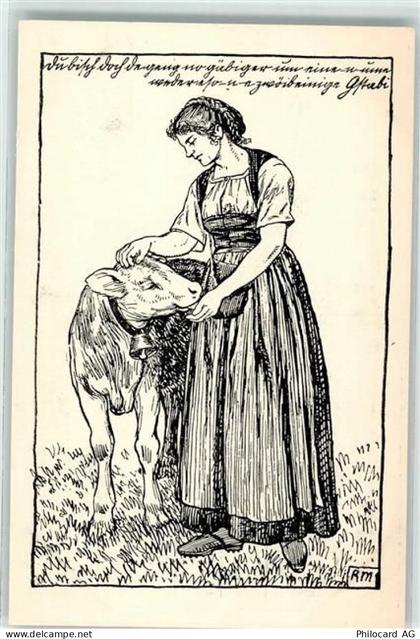 Bern Berne 1914 Künstlerkarte Landesausstellung Bäuerin mit Kuh in Berne... - 10664233