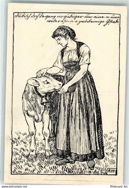 Bern Berne 1914 Künstlerkarte Landesausstellung Bäuerin mit Kuh in Berne... - 10664240