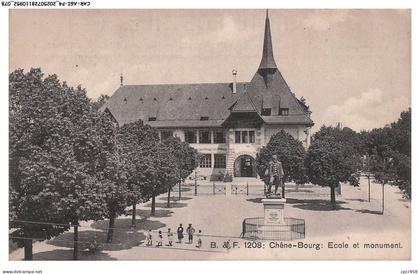 CAR-AGIP4-0203-SUISSE - CHENE-BOURG - Ecole et monument