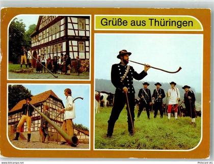 O6060 Zella-Mehlis Trachten Thüringen Kühe Alphorn Foto AK - 39838593