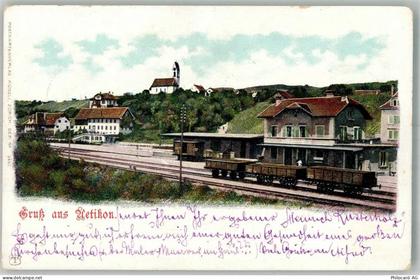 Uetikon am See Bahnhof Eisenbahn Kirche Bahnhof Schweiz 1902 Foto AK - 13666477