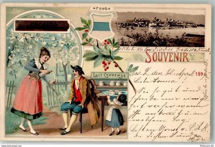 Zug Zugo Zoug Trachten Lait Condense Suchard Schokolade 1899 Lithographi... - 13572544