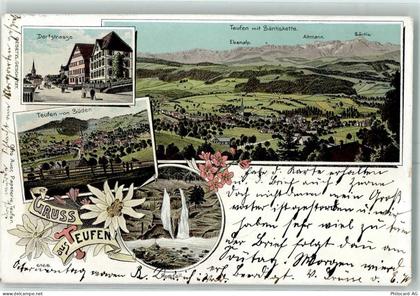 9053 Teufen AR 1899 Lithographie Dorfstrasse Teufen mit Säntiskette Roth... - 13601368