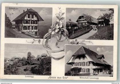 3619 Eriz Aussereriz 1928 Foto AK Schulhaus Kürze Gasthaus Losenegg Grus... - 13673467