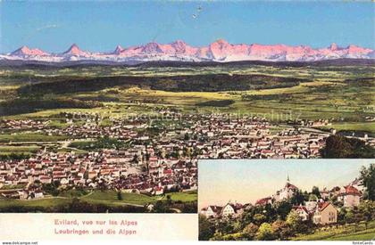 Evilard-sur-Bienne Evilard-Leubringen Biel BE Panorama Alpen Ortspartie