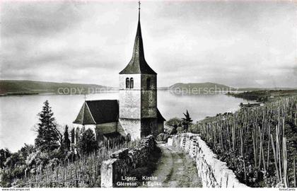 Ligerz Bielersee BE Panorama Kirche Weinberge Bielersee