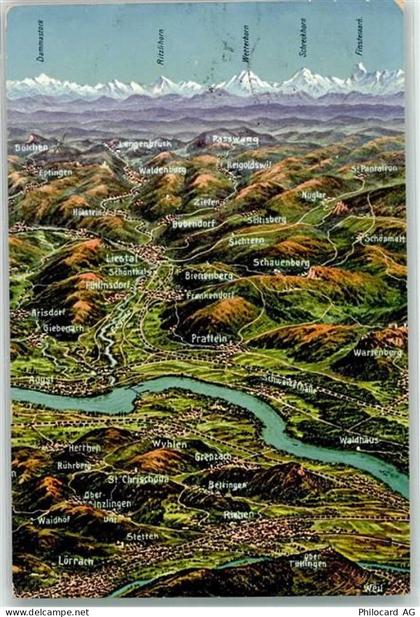 4410 Liestal - Vogelschau Lörrach Pratteln Feldpost Bataillon 75 - 39497562