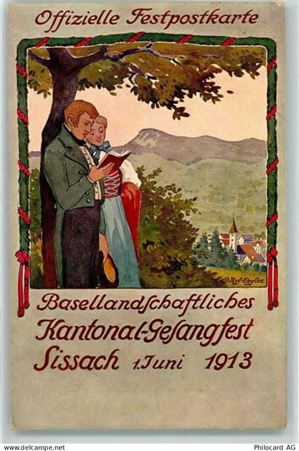 4450 Sissach 1913 Künstlerkarte Basellandschaftliches Kantonal Gesangfes... - 13449017