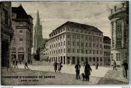 4000 Basel Bâle Künstlerkarte Comptoir DEscompte de Geneve Siege de Bale... - 13158809