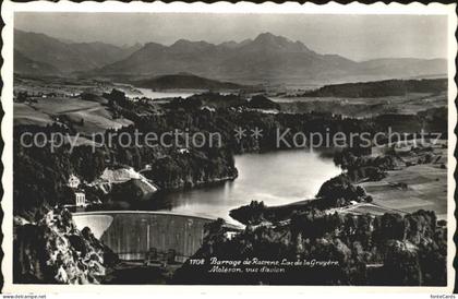 Moleson-sur-Gruyeres Barrage de Rossens Lac de la Gruyere Vue aerienne