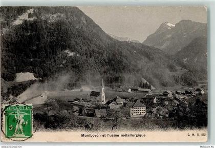 1669 Montbovon Les Cases 1913 - Usine metallurgique Eglise - 10610372