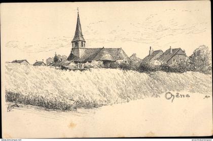 Artiste CPA Chêne Bourg Kanton Genf, Dorfpartie