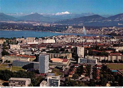 Geneve GE Quartier des Institutions Internationales vue aerienne Alpes Mont Blan