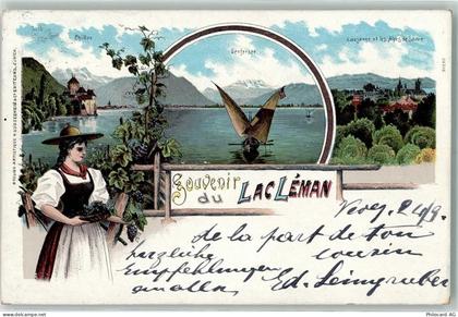 Genfersee Lac Leman 1899 Lithographie Chillon Genfersee Lausanne et les ... - 13124849