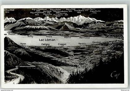 Genfersee Lac Leman Foto AK Landkarte Celiony Coppet Genthod Nemier Vers... - 39693413