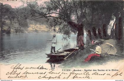 Suisse - Genève - Sentier des Saules et le Rhône - Ed. Jullien J.J. 2136 Aquarellée