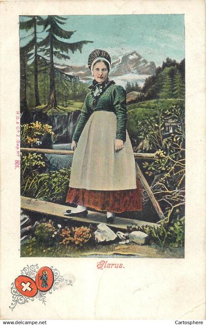 CPA Suisse > GL GLARIS Frau in schweizerischer Tracht - Glarus -  Costume - Folklore - Femme
