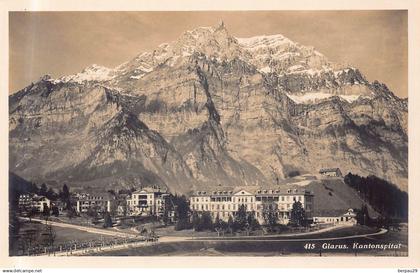 GLARUS / GLARIS - 2 old postcards ( Kantonspital +Glarus mit  Wiggis )