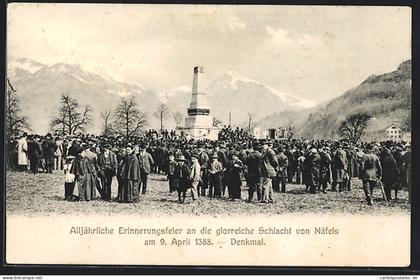 AK Näfels, Erinnerungsfeier an die Schlacht von Näfels 1388, Denkmal
