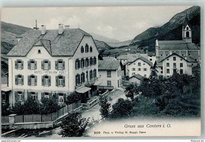 7241 Conters im Prättigau Foto AK Hotel Pension Post - 13597817