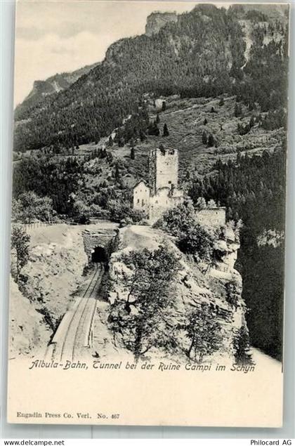 7411 Sils im Domleschg Foto AK Burg Ruine Campi im Schyn Albulabahn Tunn... - 38025278