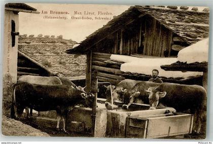 7426 Flerden Foto AK Heinzenberg Kühe am Brunnen - 13581963