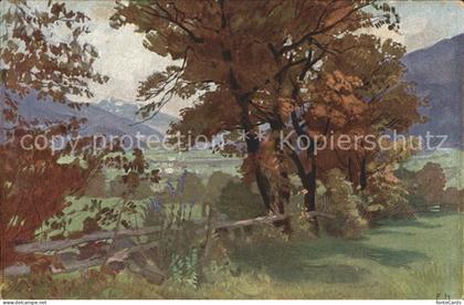 Chur GR Kuenstlerkarte Herbstlandschaft bei Chur