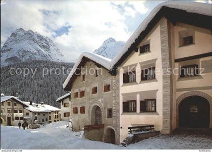 Scuol Engadiner Haeuser in Scuol