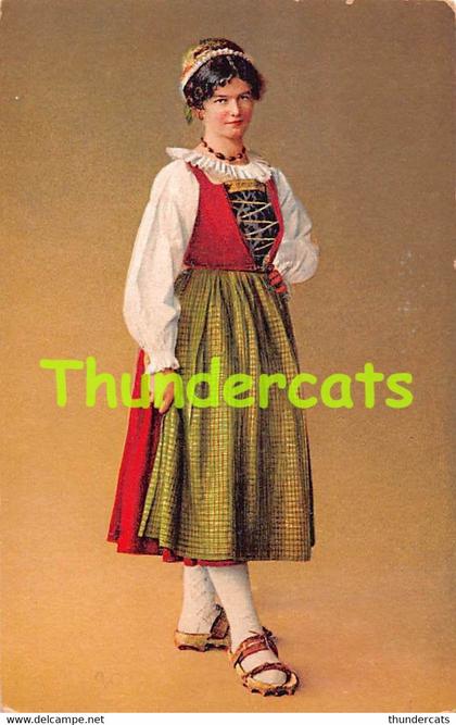 CPA FOLKLORIQUE COSTUME TYPE SUISSE SWITZERLAND TICINO RAGAZZA DEL VAL CALANCA
