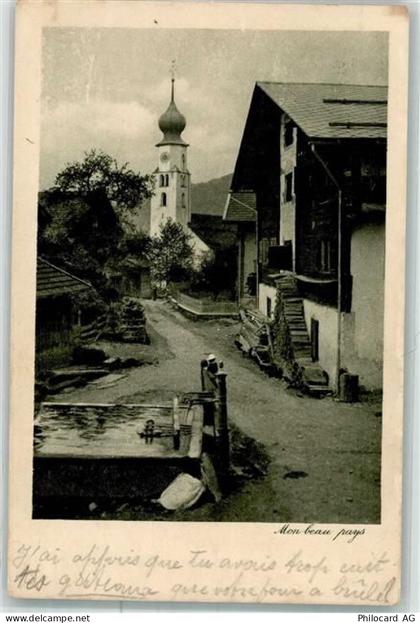7214 Grüsch Seewis 1921 Foto AK Kirche Ort lt. Recherche - 38023536