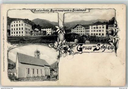 7220 Schiers 1907 Gebrauchsspuren Realschule Gymnasium Seminar Kirche - 13276383
