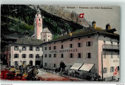7435 Splügen 1909 - Postplatz und Hotel Bodenhaus - 13197750